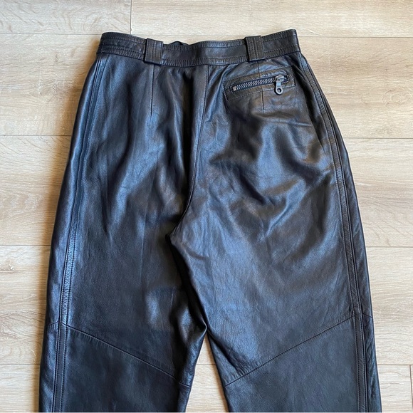 Vintage leather pants 100% Leather Rayon lined high waist motorcycle biker pants - Picture 12 of 13
